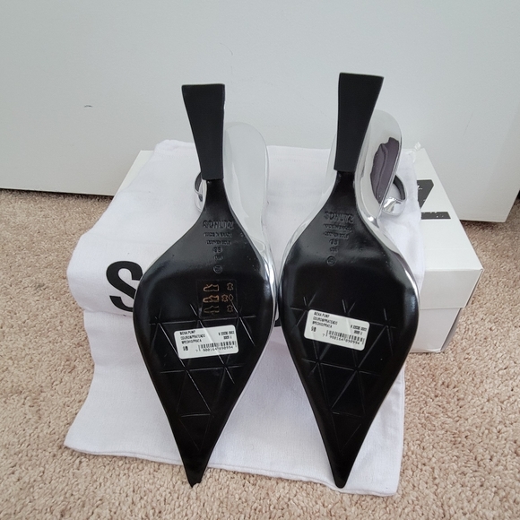 NIB SCHUTZ Silver Slingback Wedge Heels - Picture 6 of 10